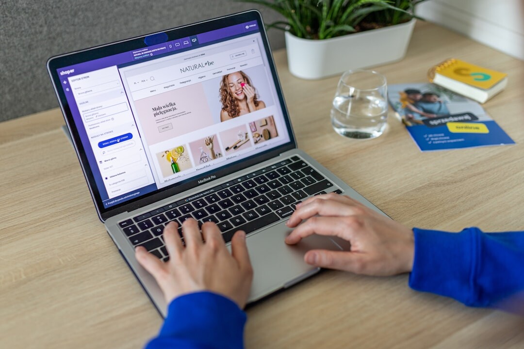 online shopping on laptop